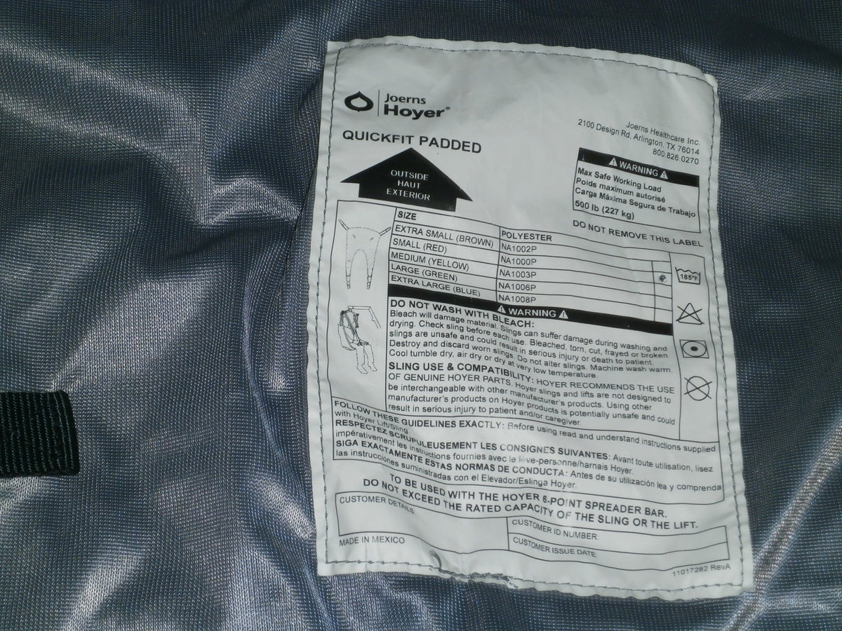 HOYER PATIENT SLING QUICK FIT PADDED SMALL SIZE GOOD CONDITION