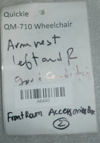 PAIR OF WHEELCHAIR ARM REST LEFT AND RIGHT WITH MOUNTS FOR QUICKIE QM-710