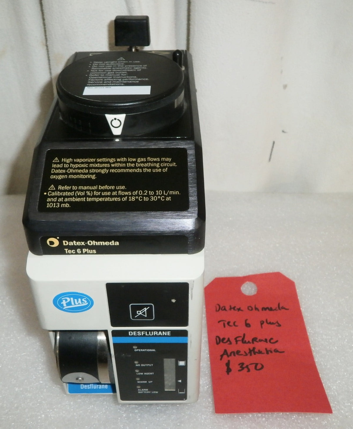 Datex Ohmeda Tec 6 Plus Desflurane from Anesthesia Machine