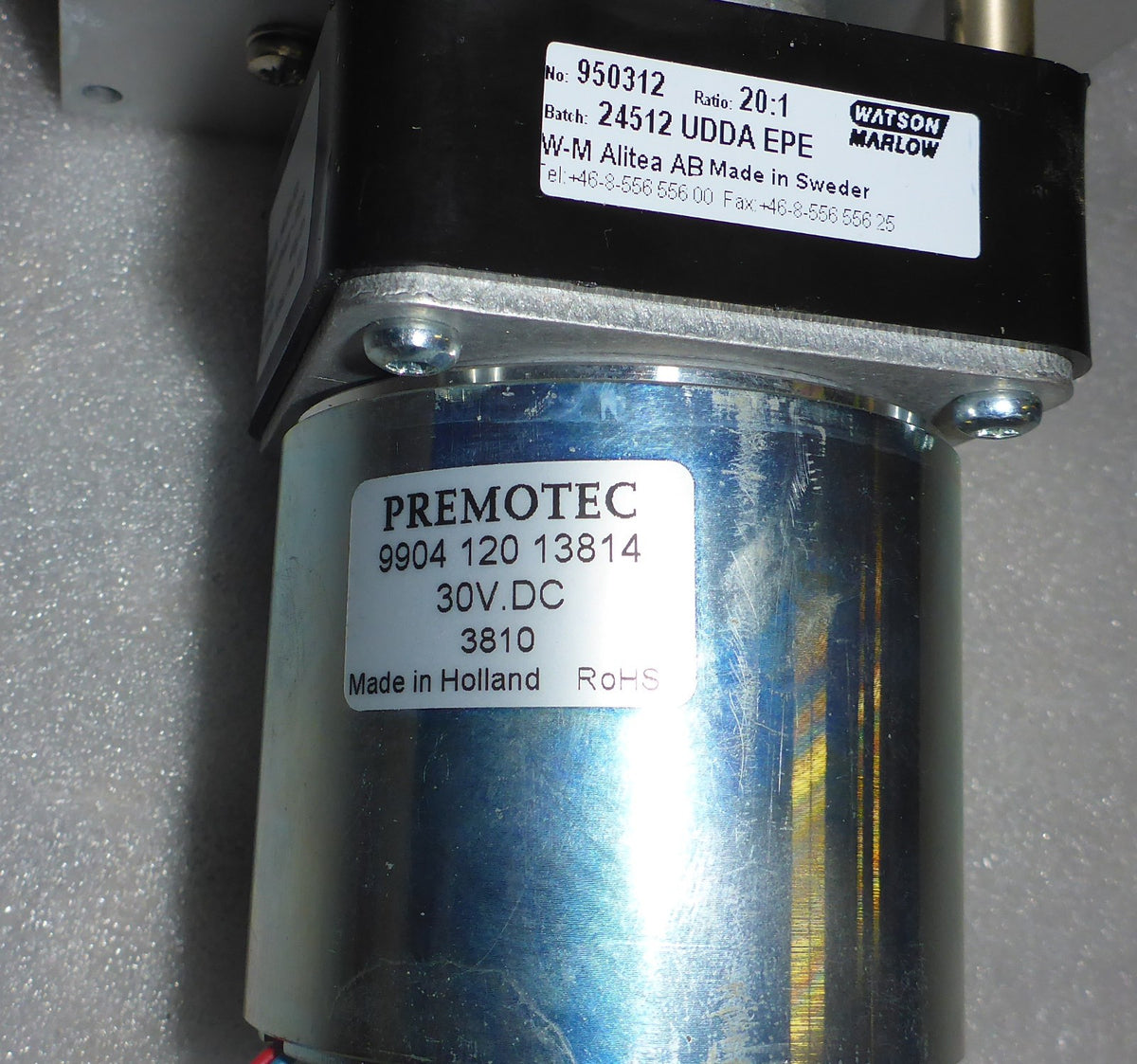 WATSON MARLOW PREMOTEC PUMP 950312 WITH MOTOR PREMOTEC 9904 120 13814