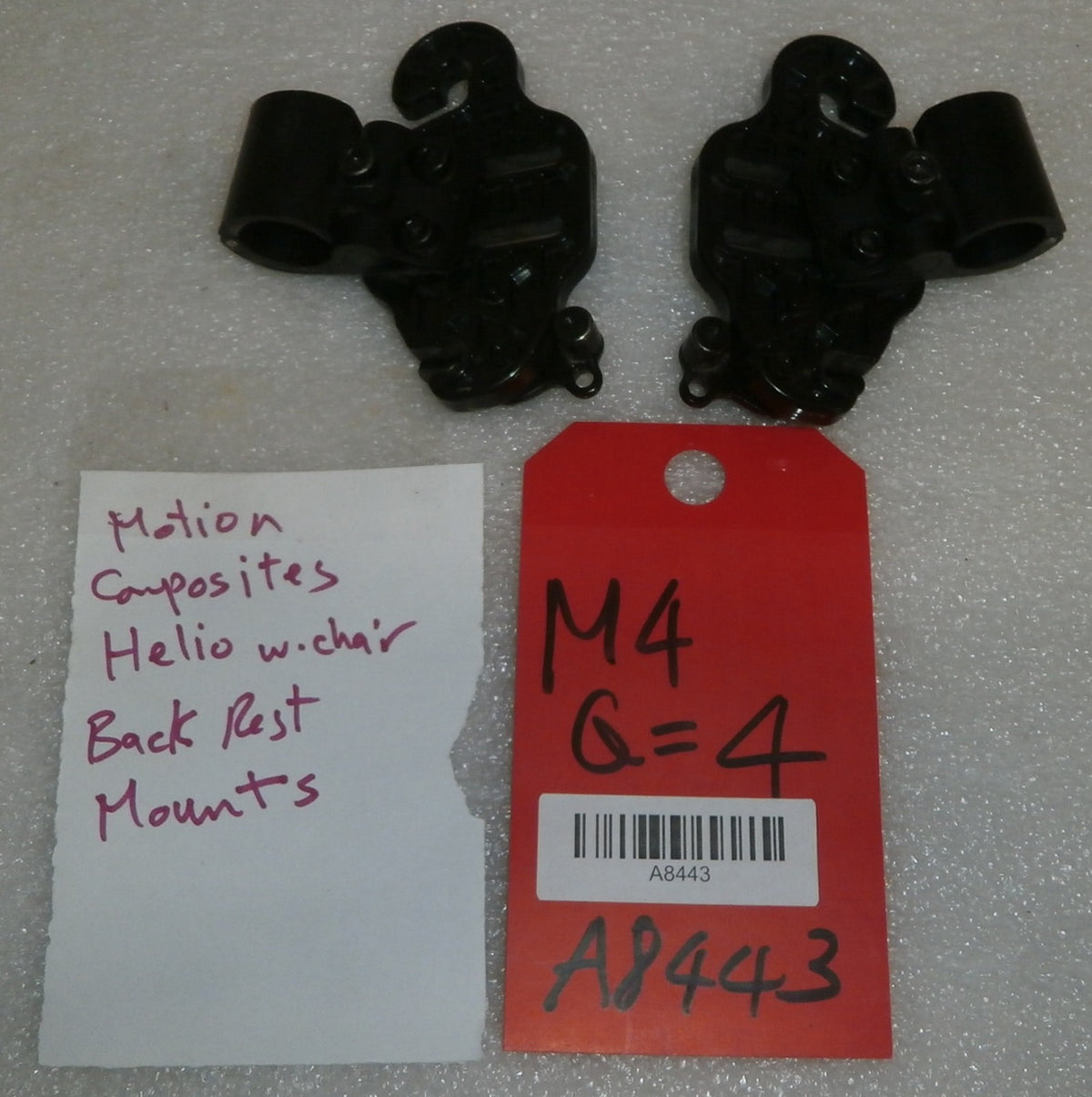 SET OF 2 MOTION COMPOSITES HELIO WHEELCHAIR BACK REST MOUNTS AS PHOTO