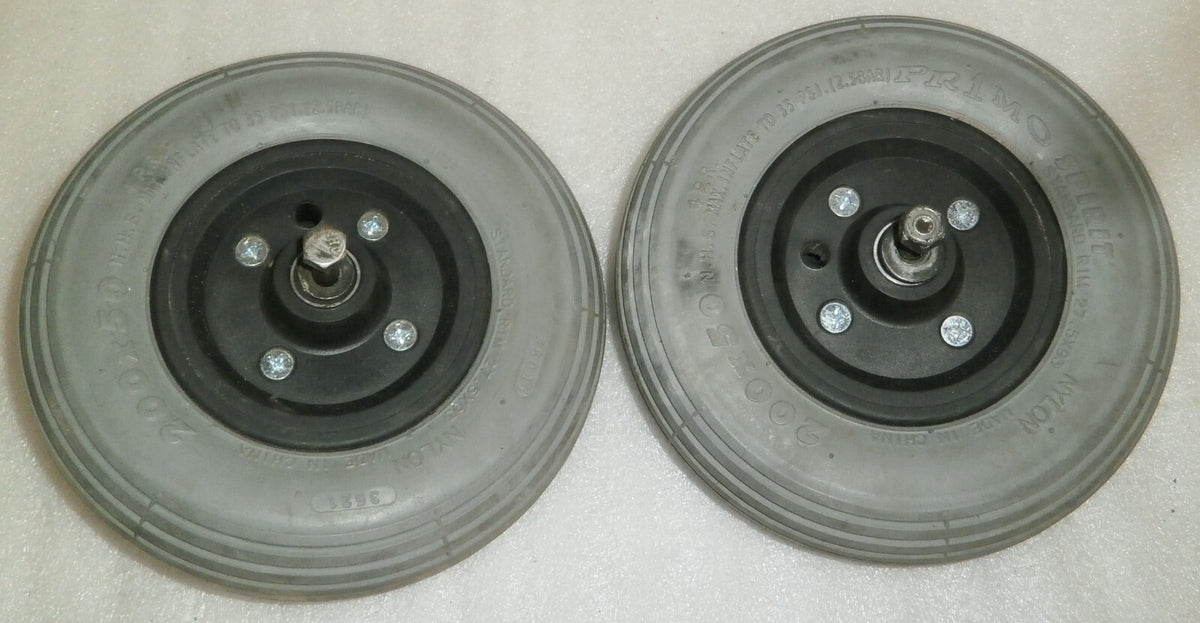 SET OF 2 POWER WHEELCHAIR PRIMO SPIRIT WHEELS 200X50 VERY GOOD CONDITION