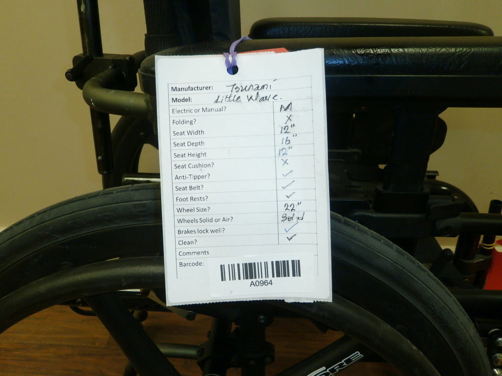 KI MOBILITY TSUNAMI LITTLE WAVE CHILD WHEELCHAIR SEAT WIDTH 12,SEAT HEIGHT 16 AN