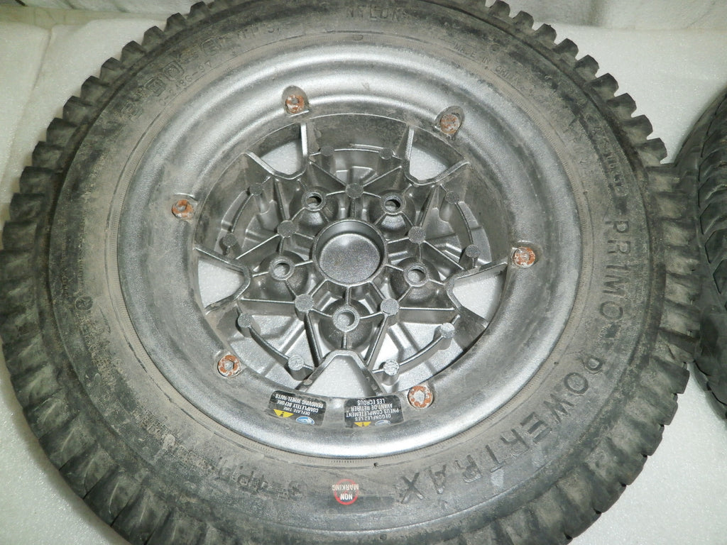 LOT OF 2 PRIMO POWERTRAX WHEELS 3.00-8 SOLID FAIR CONDITION