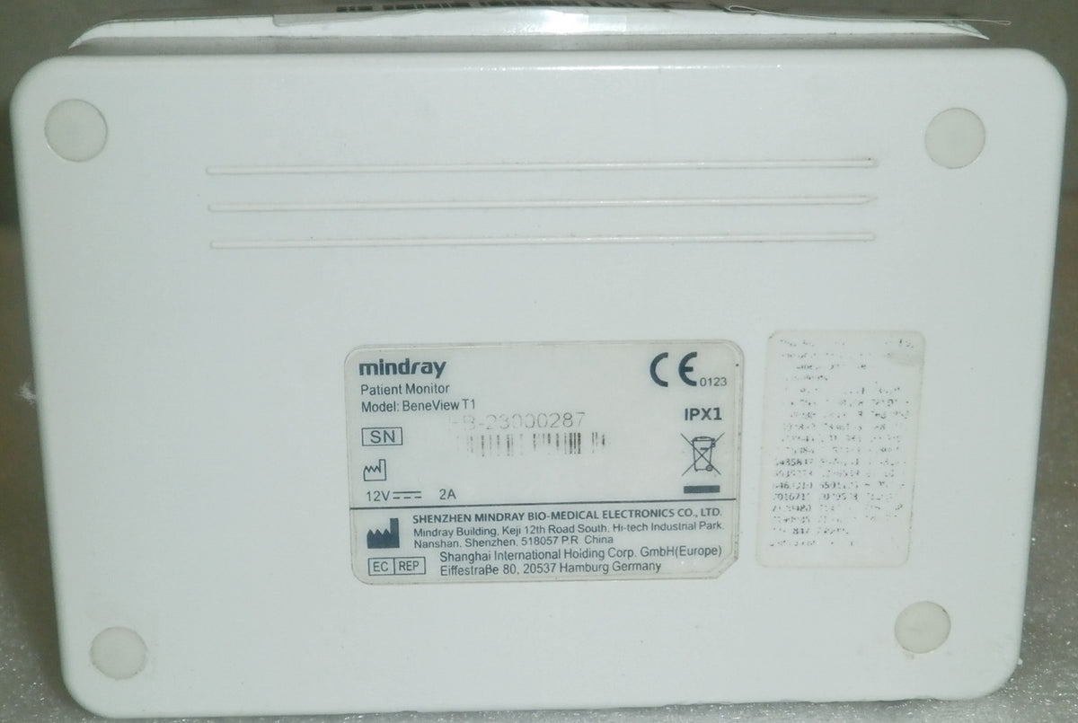 Mindray BeneView T1 Monitor w/ Masimo SPO2, NBP Cuff, 3 Lead ECG and 1 Battery