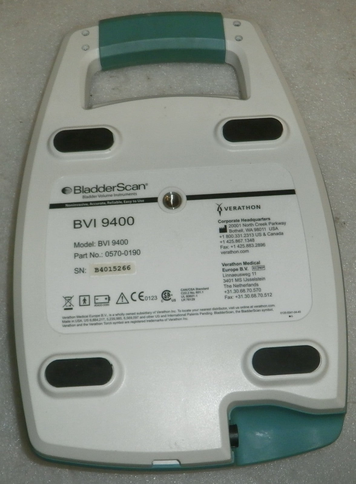 Verathon BVI 9400 Bladder Scan w/ Probe, Battery