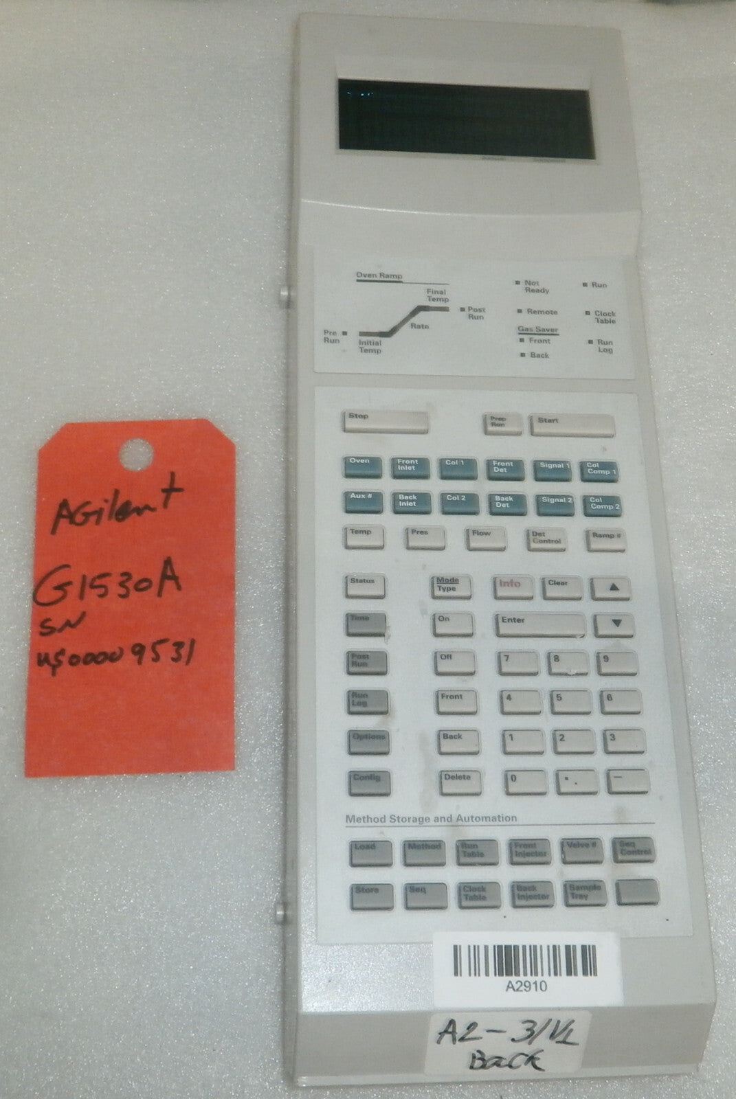 R178168 Agilent 6890 Chromatography GC G1531A Front Display Panel G1530-40100 FR