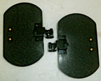 SET OF WHEELCHAIR LEG REST,FOOT GAURDS-LEATHER NEW CONDITION WITH MOUNT PLATES