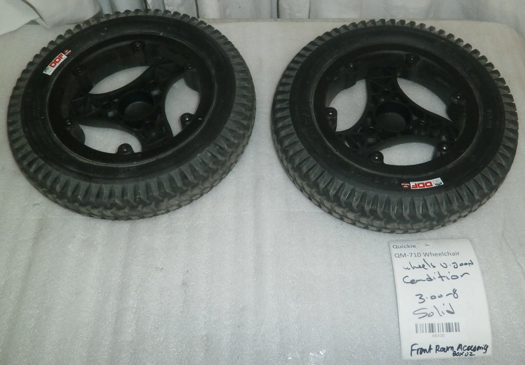 Set of 2 Primo Powertrax Powerchair Wheels 3.00-8 Solid Very Good Condition