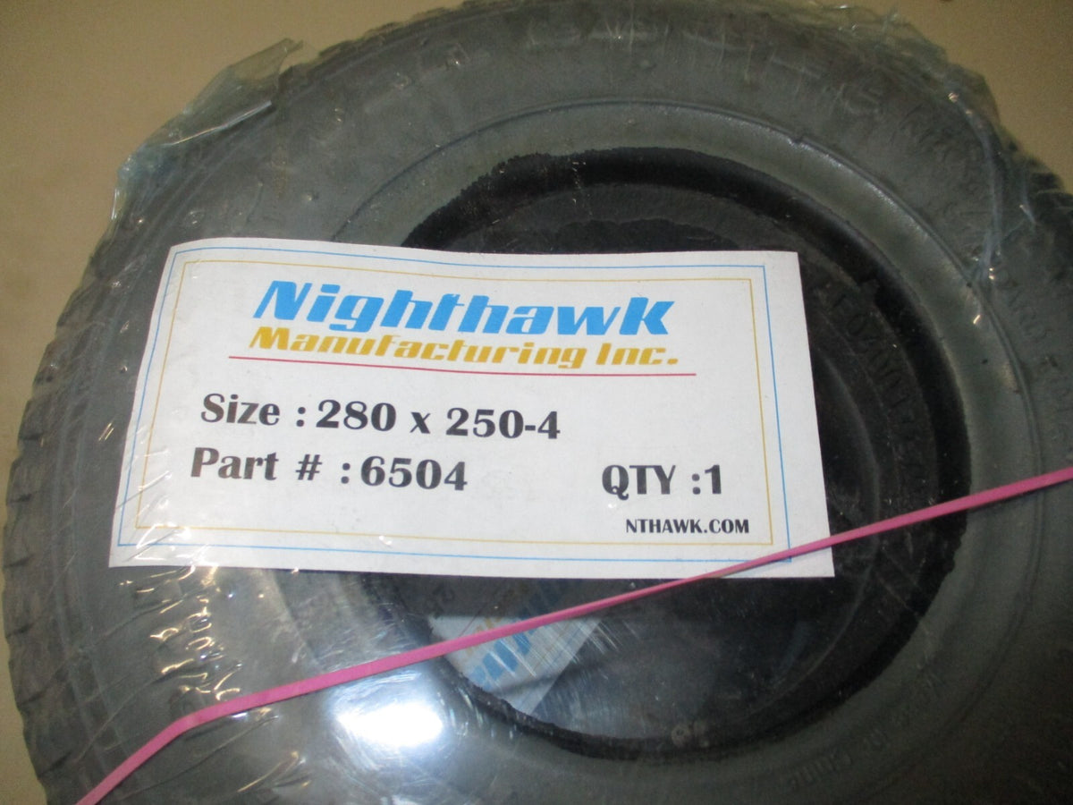 PAIR OF NEW NIGHTHAWK TIRES 280X250X4 PART#: 6504 OPEN BOX