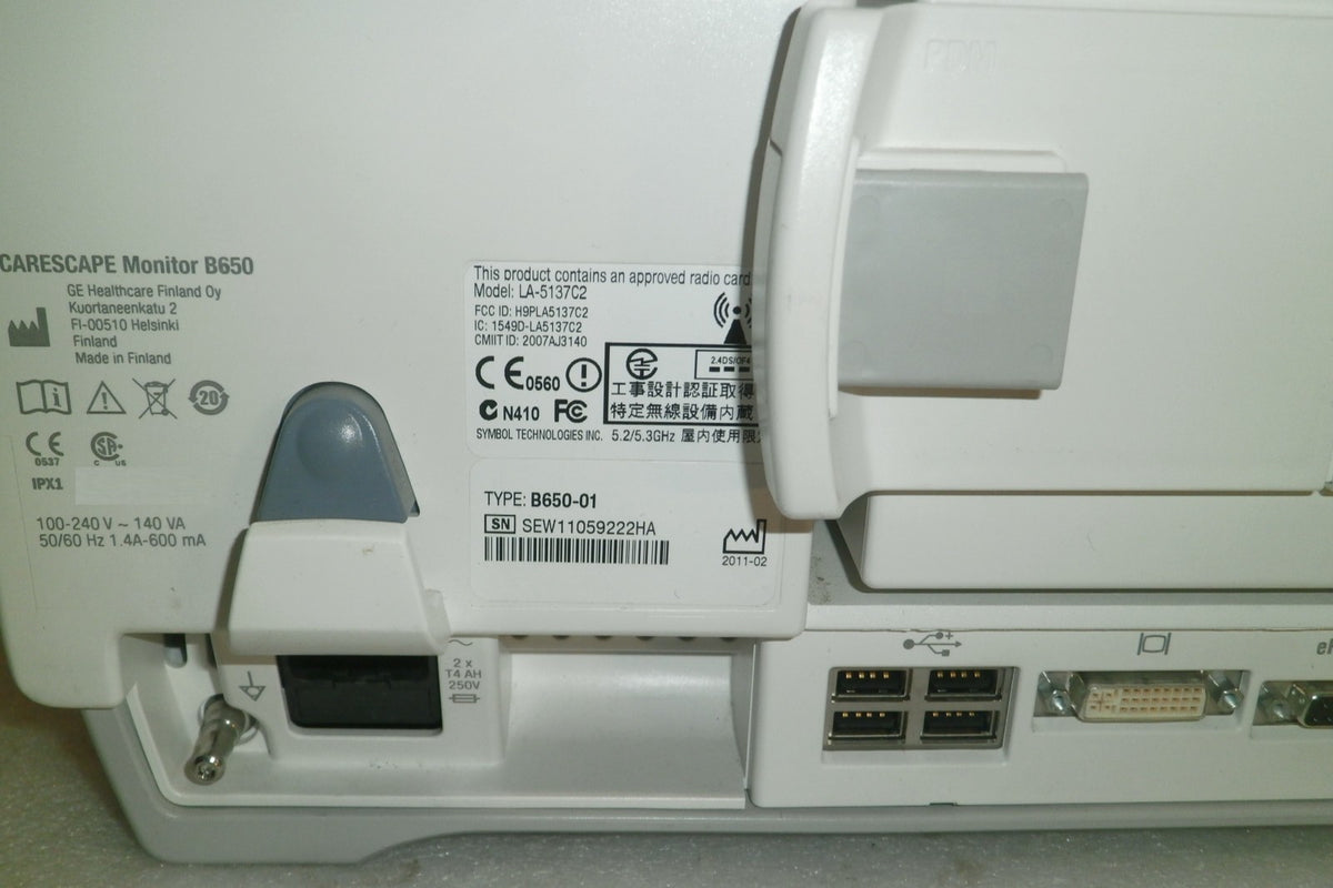 GE Healthcare CARESCAPE B650 w/ E-PSMP-00 Module and SpO₂ Sensor, ESG Cables