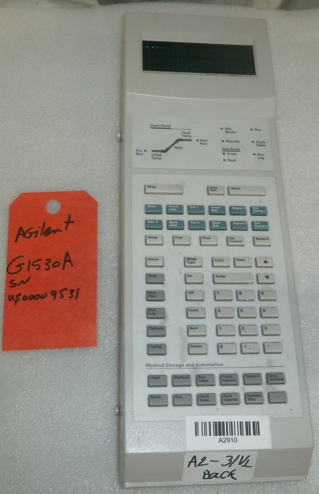 R178168 Agilent 6890 Chromatography GC G1531A Front Display Panel G1530-40100 FR