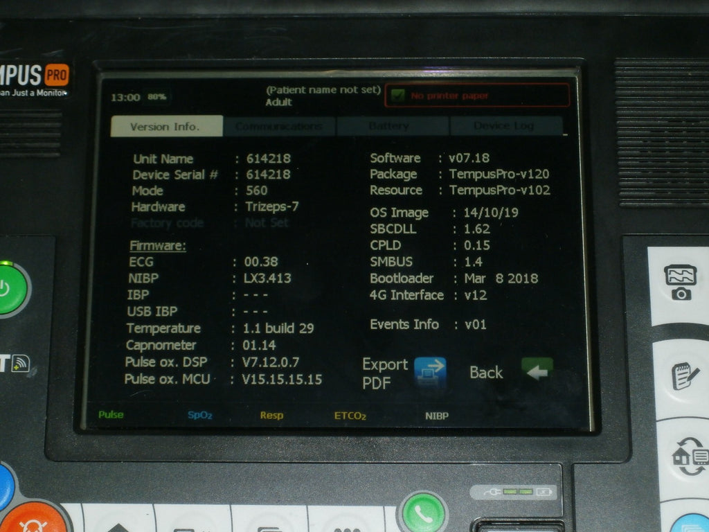 RDT Philips Tempus Pro TempusPro Monitor w/ Battery and Power Supply