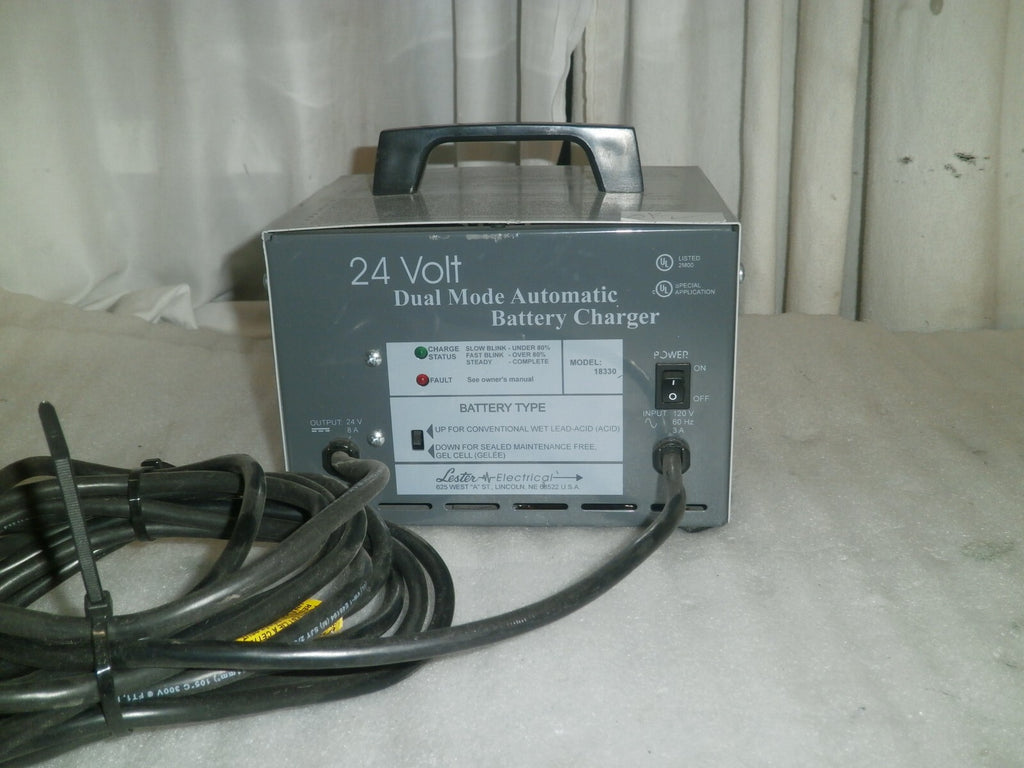 Lester Dual-Mode 24 Volt 8 A Automatic Timer 18330 Wheelchair Battery Charger