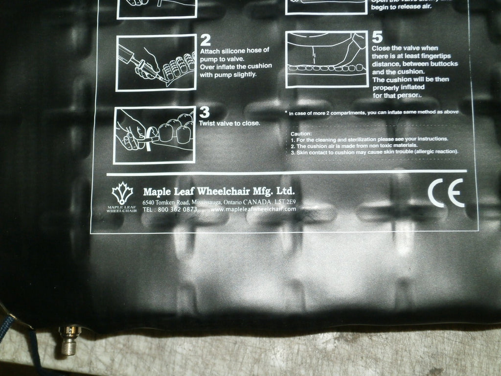 MAPLE LEAF WHEELCHAIR CUSHION AIR SIZE 18X16" WITH COVER VERY GOOD CONDITION