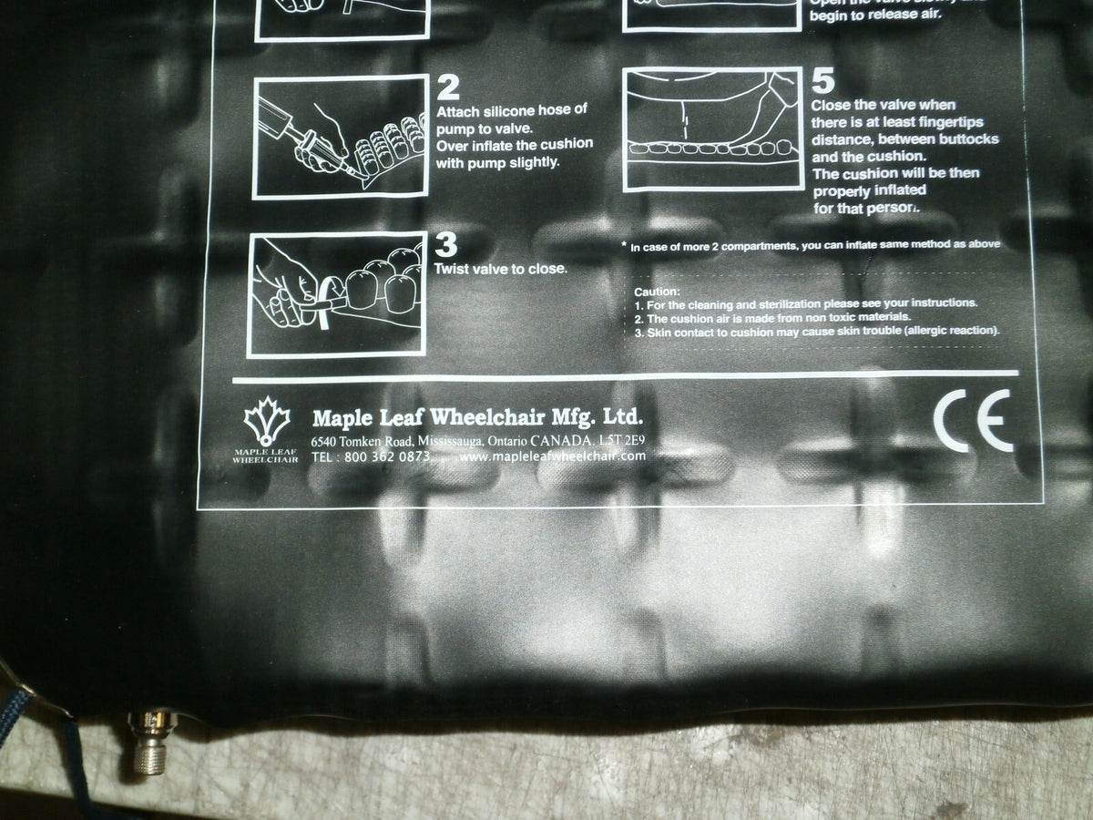 MAPLE LEAF WHEELCHAIR CUSHION AIR SIZE 18X16" WITH COVER VERY GOOD CONDITION