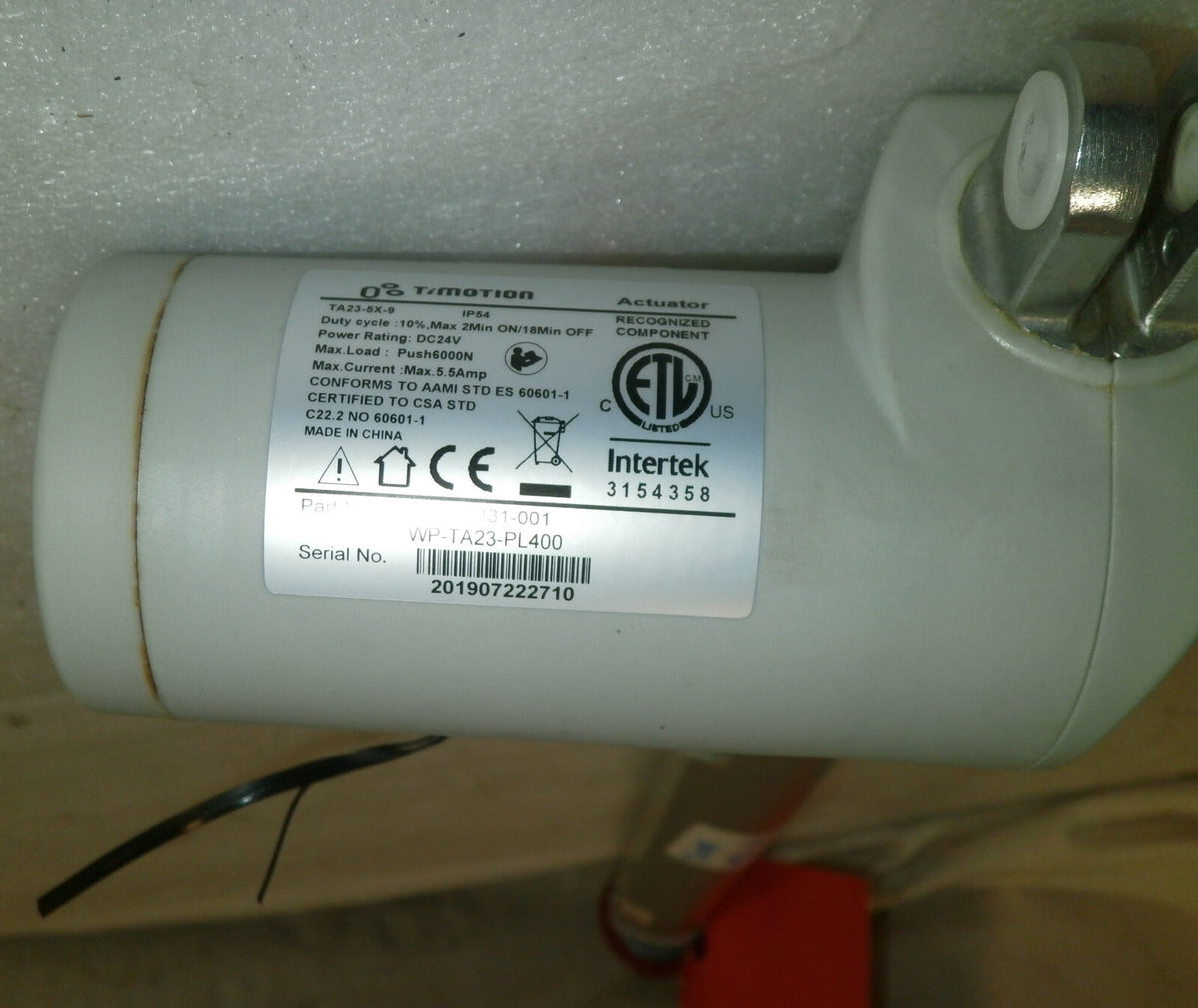 PROTEKT PATIENT LIFT PL400EF ACTUATOR TIMOTION FLOOR LIFT TA23-5X-9