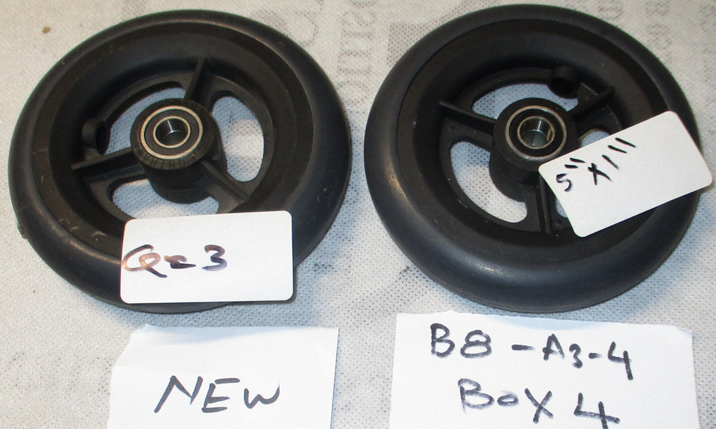 Lot / Set of 2 Rubber Front Caster Wheels 5" x 1" For Wheelchair