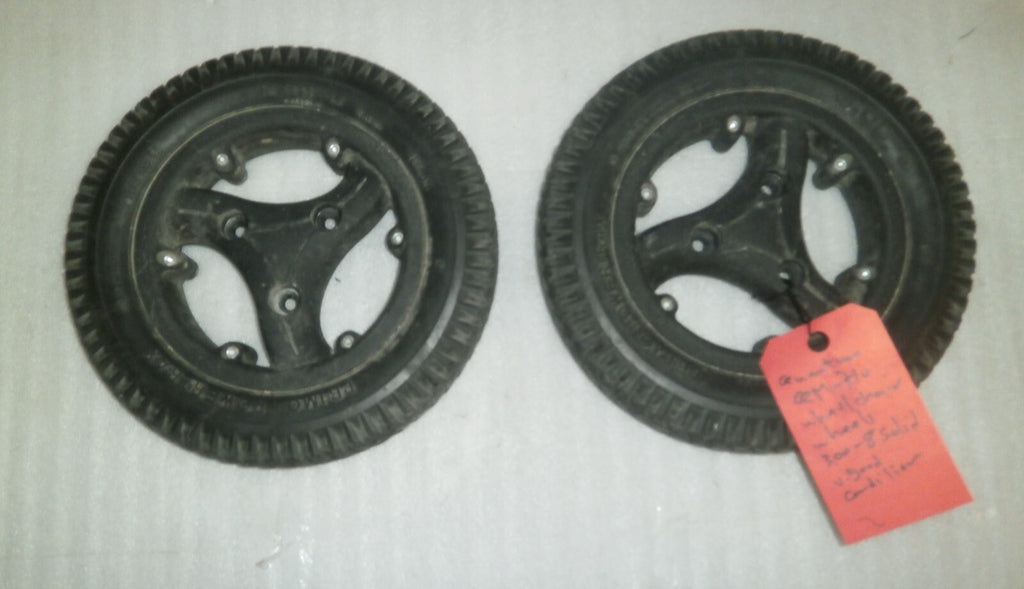 LOT OF 2 QUANTUM QM-710 PRIMO POWERTRAX WHEELS 3.00-8 SOLID VERY GOOD CONDITION
