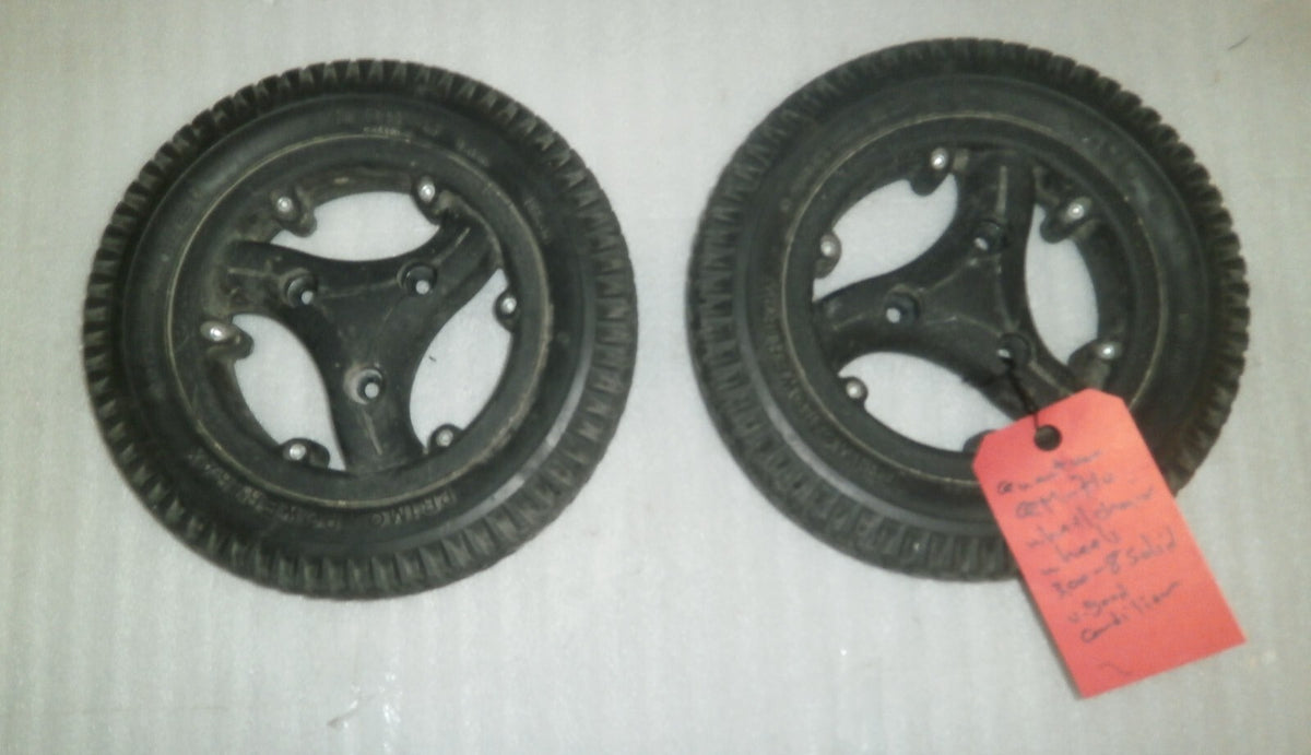 LOT OF 2 QUANTUM QM-710 PRIMO POWERTRAX WHEELS 3.00-8 SOLID VERY GOOD CONDITION