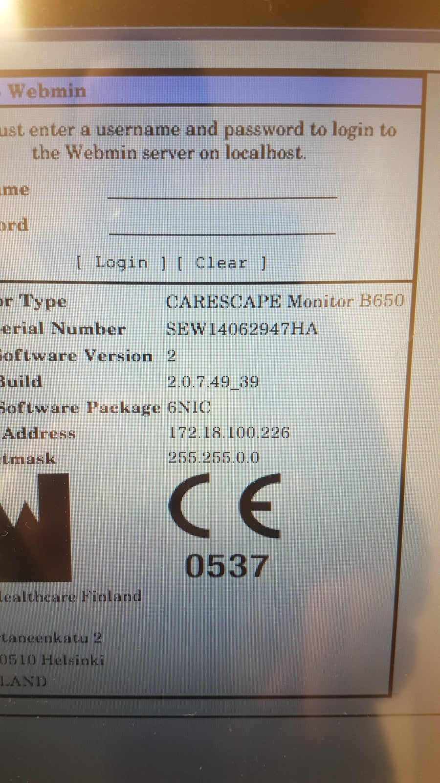 GE Healthcare CARESCAPE B650 Monitor