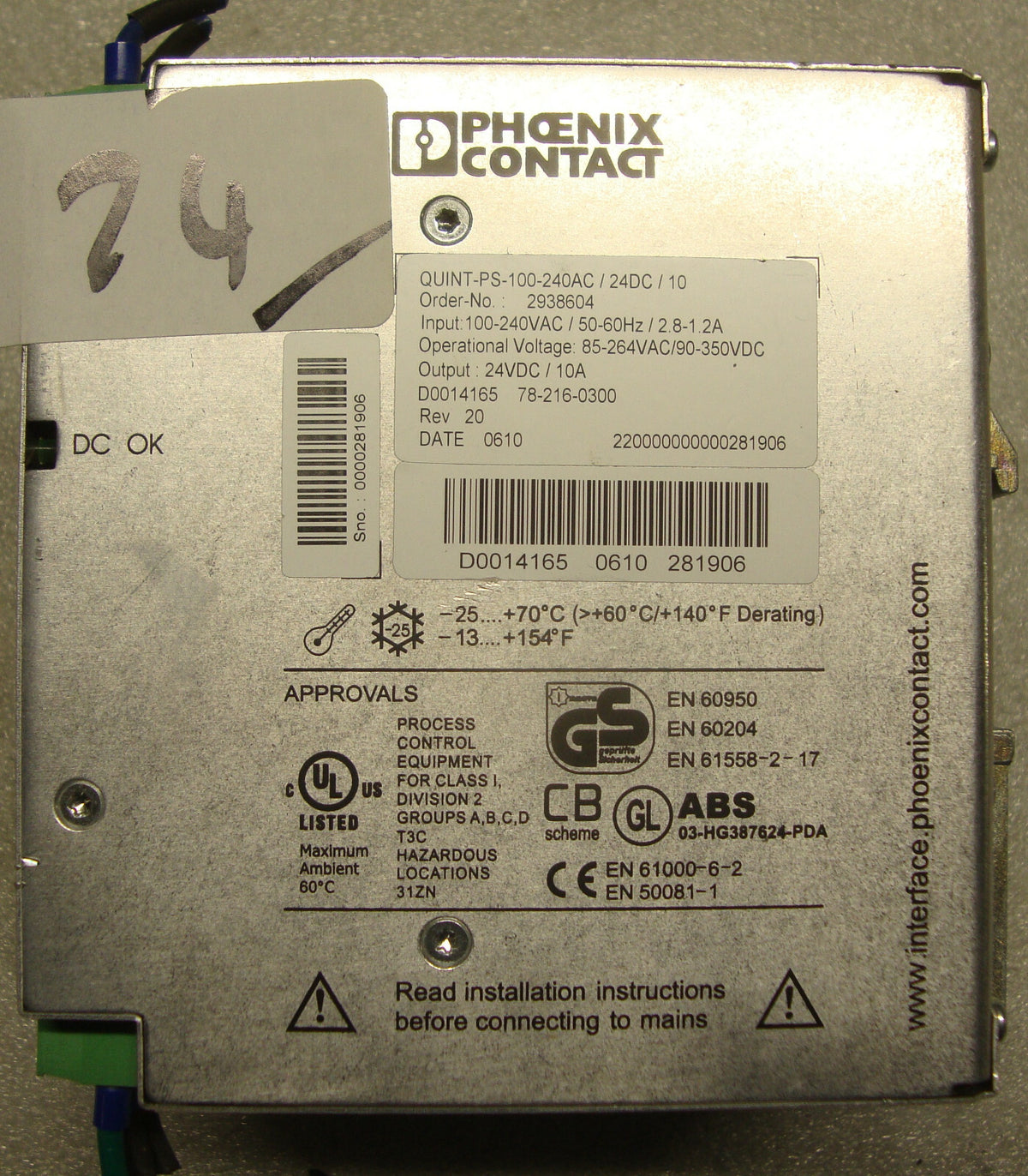 Phoenix Contact 2938604 Quint-Buffer24DC20 Buffer Module 24Vdc 10A -SMC ARG20-N0