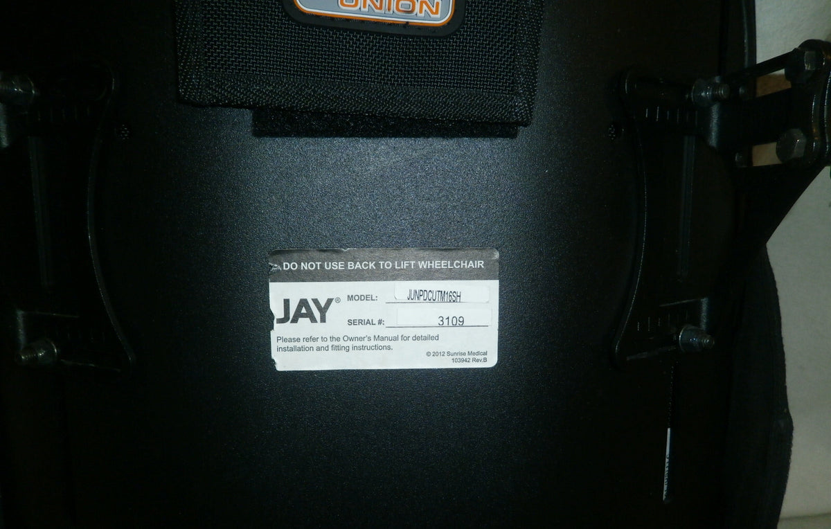 Wheelchair Back Jay Union Model JUNPDCUTM16SH H20" (15"-17" Width) w/ Brackets